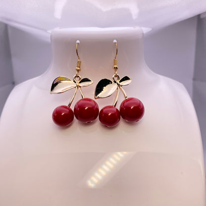 Gold Cherry Earrings