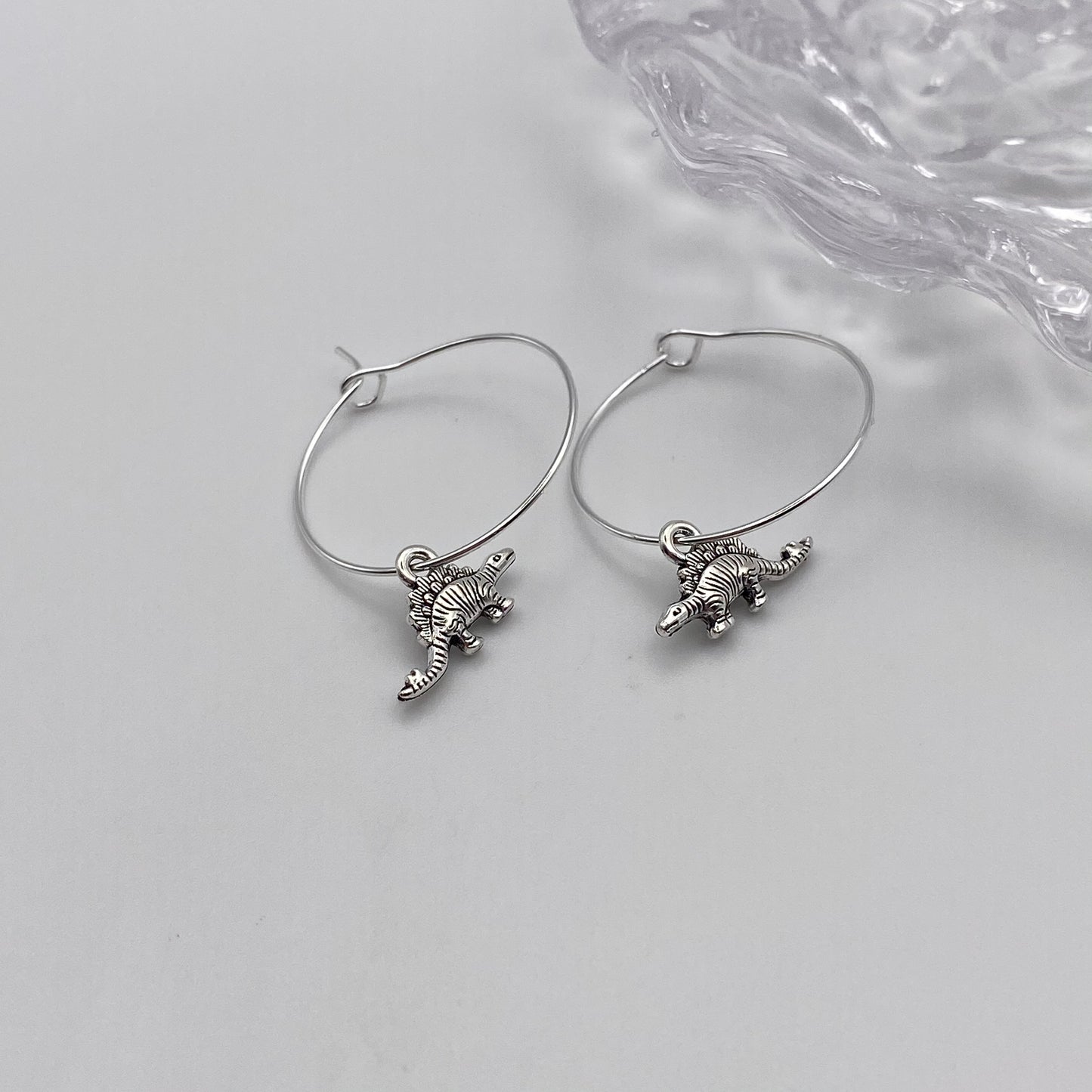 Stegosaurus Dinosaur Hoop Earrings