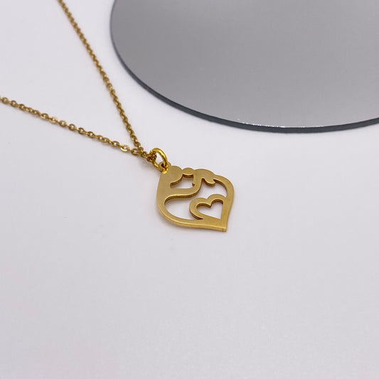 Gold Mother and Child Necklace