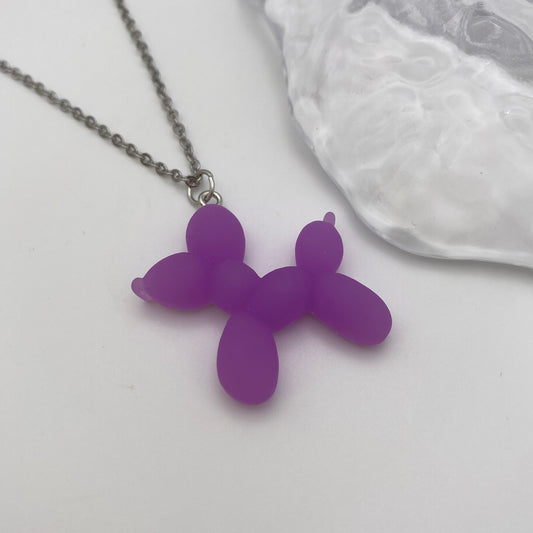 Purple Balloon Animal Dog Necklace