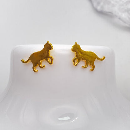 Gold Cat Stud Earrings