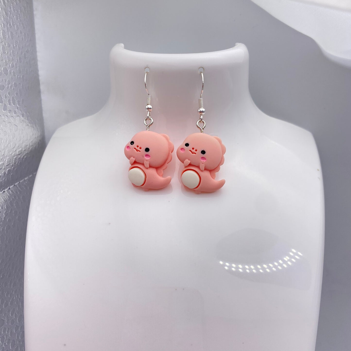 Pink Dinosaur Earrings