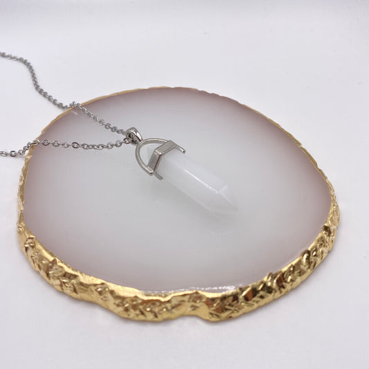 White Jade Crystal Pendant Necklace