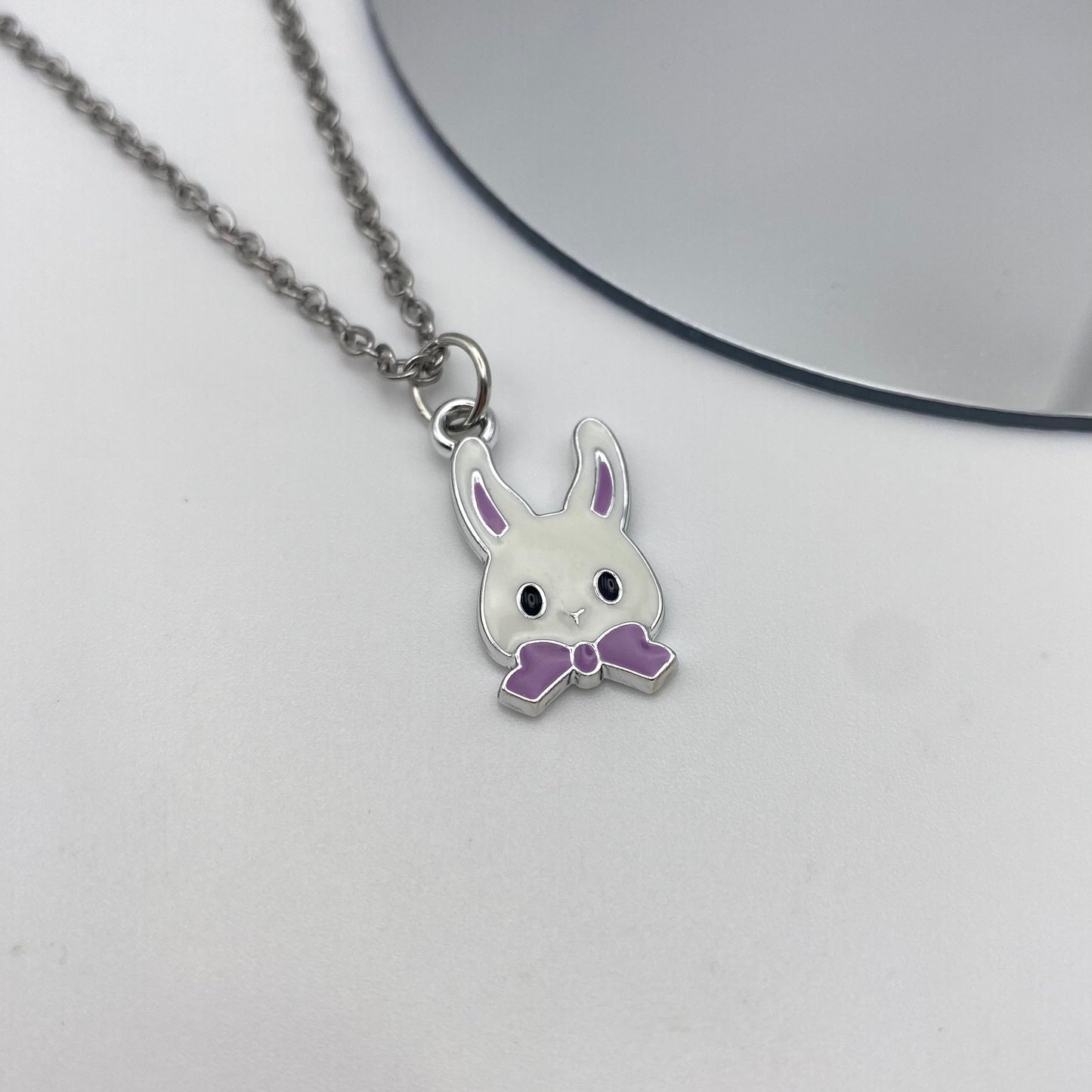 Bunny Rabbit With Ribbon Necklace