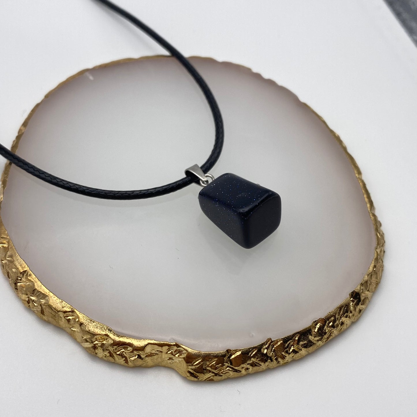 Sparkly Black Crystal Chunk Necklace on Black Cord