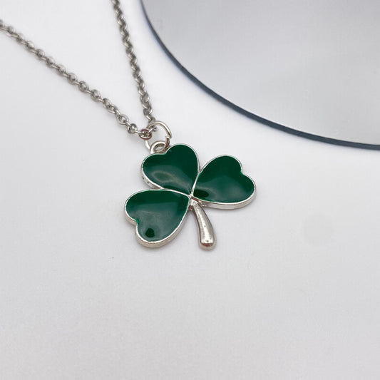 Green Three Leaf Clover Necklace