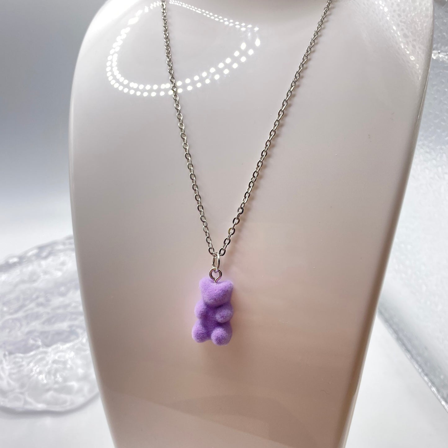 Fuzzy Purple Gummy Bear Necklace