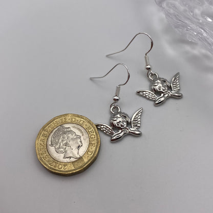 Silver Cherub Earrings