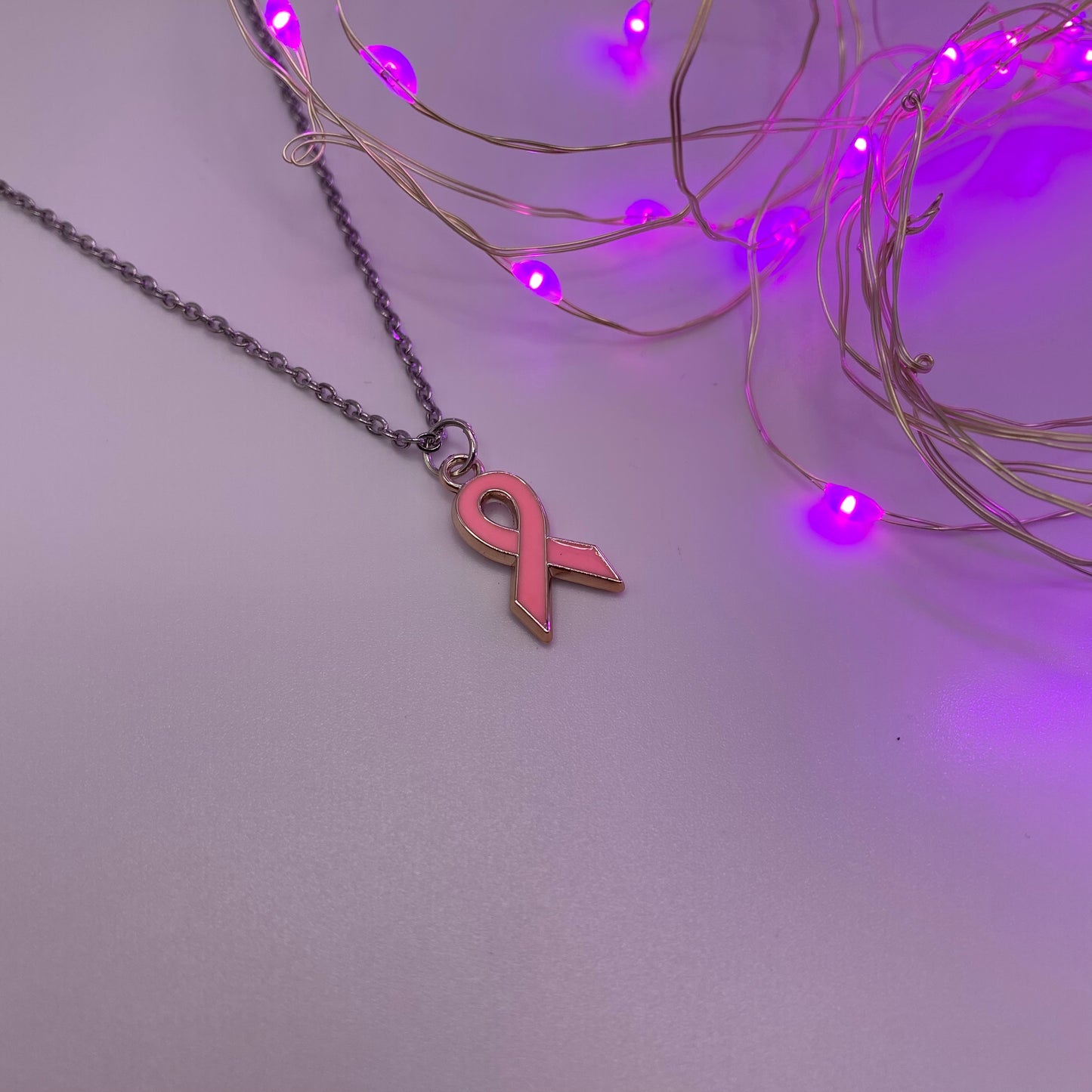 Breast Cancer Awareness Ribbon Necklace