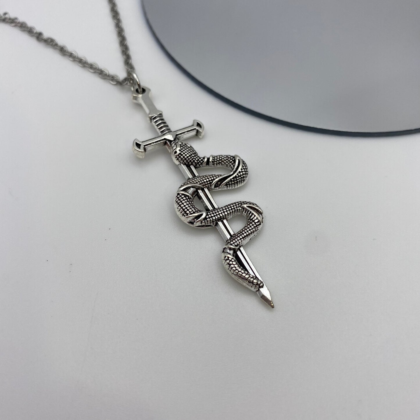 Small Snake on a Sword Necklace