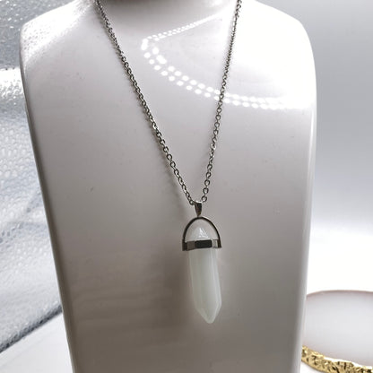 White Jade Crystal Pendant Necklace