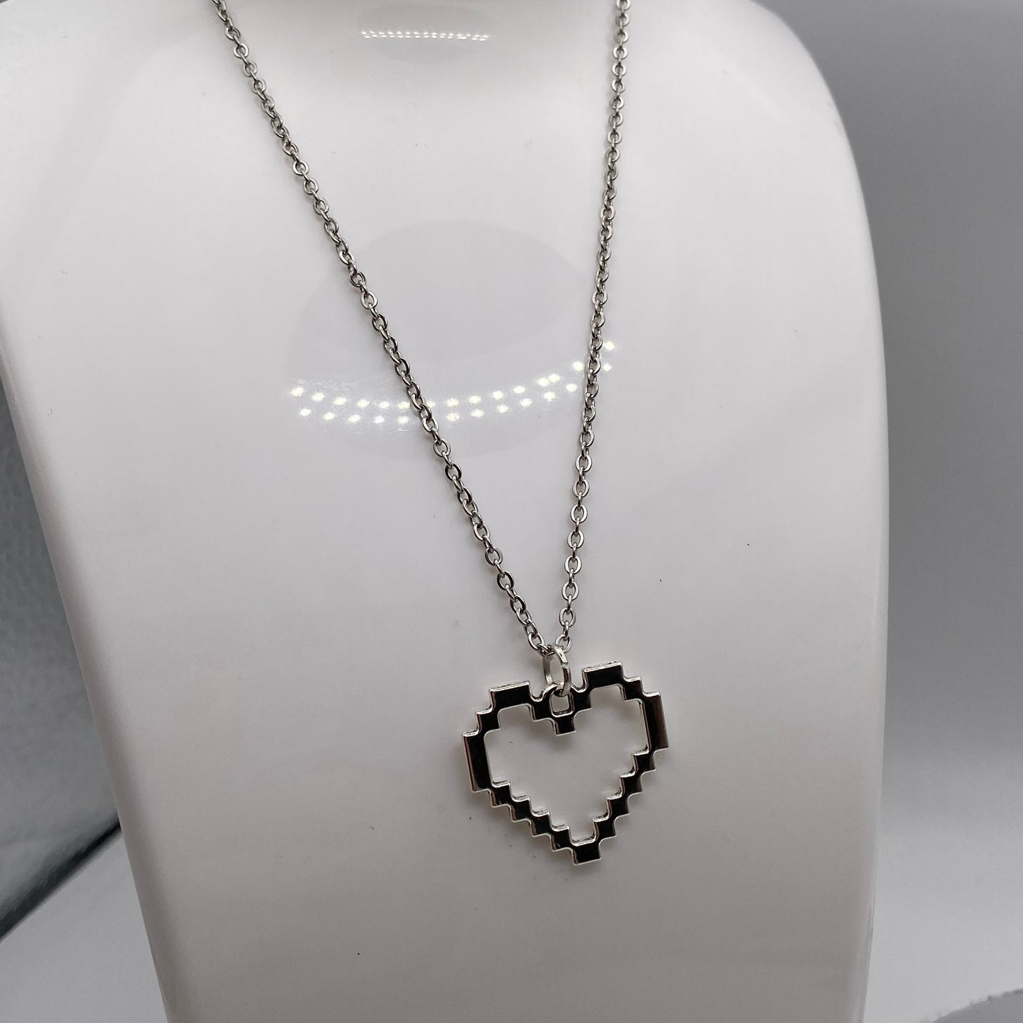 Pixel Block Heart Necklace