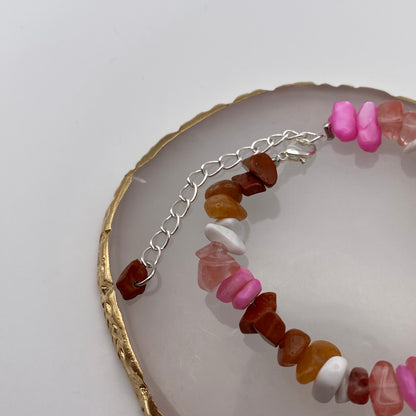 Orange, White and Pink/ Purple Crystal Bracelet
