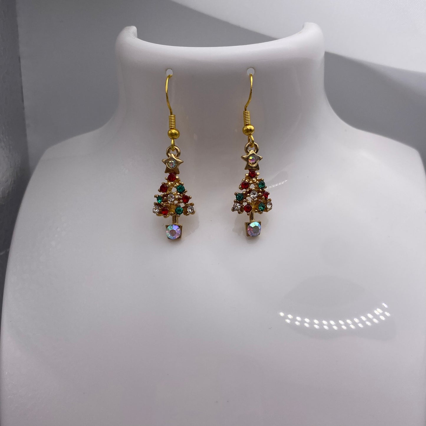 Gold Christmas Tree Earrings