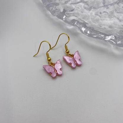 Colourful Butterfly Earrings Gold