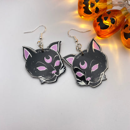 Black Spiritual Cat Earrings