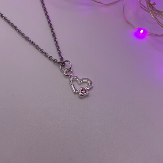 Heart Pink Crystal Necklace
