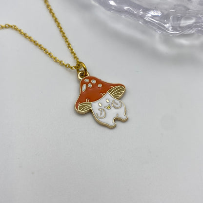 Orange Mushroom Necklace