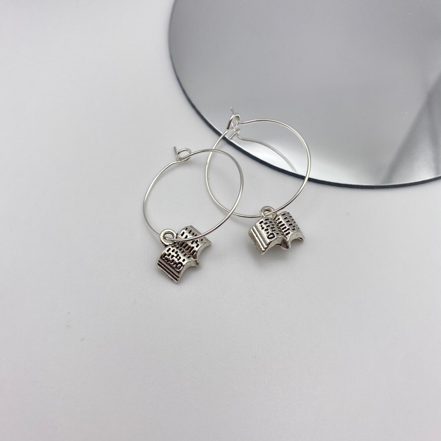 Small Book Hoop Earrings