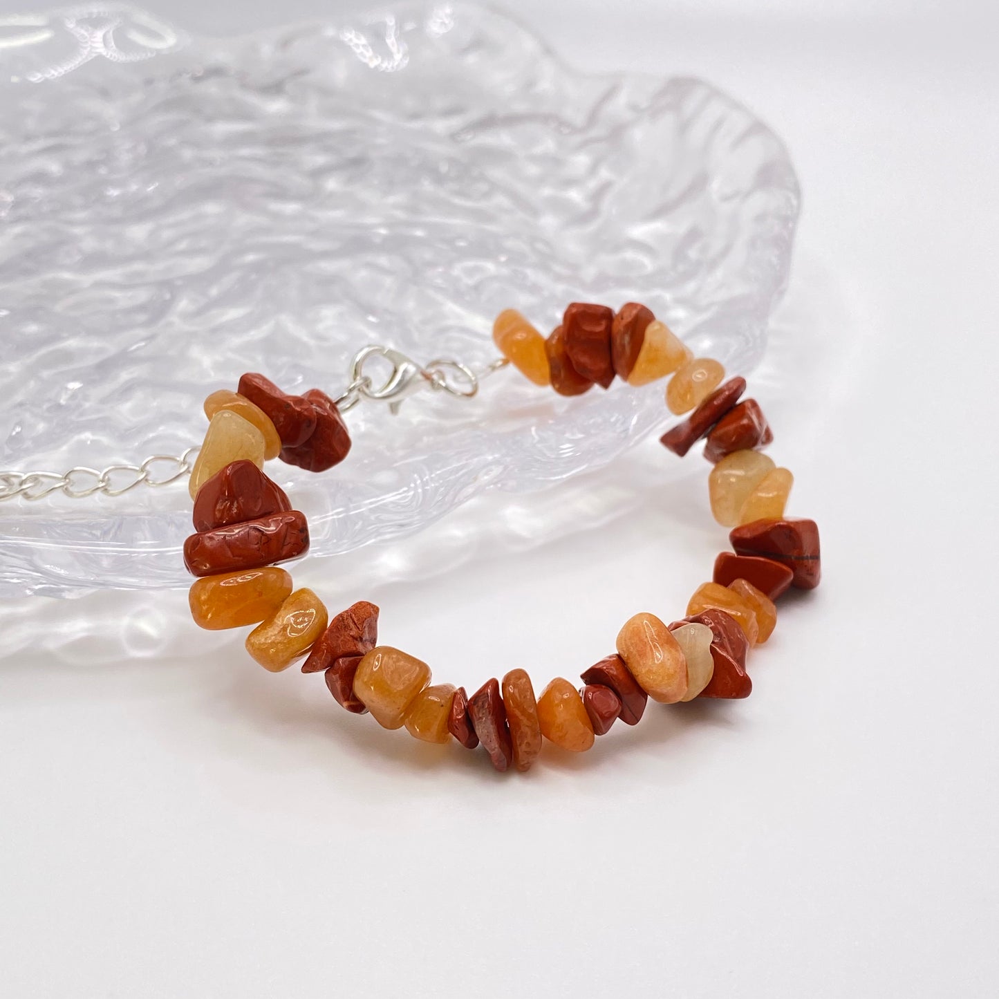Yellow Agate and Red Jasper Crystal Bracelet