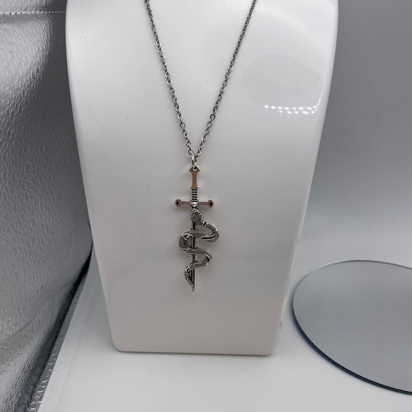 Small Snake on a Sword Necklace