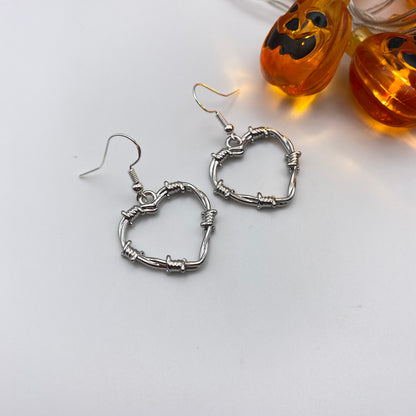 Barbed Wire Heart Earrings