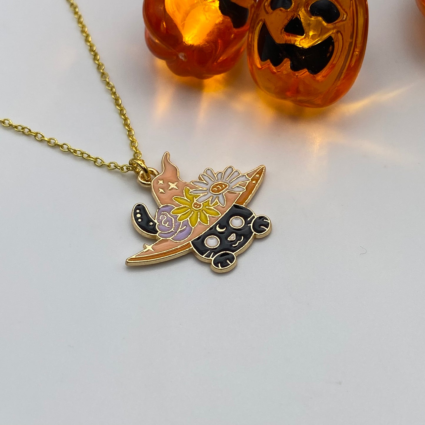 Witch Cat Gold Necklace