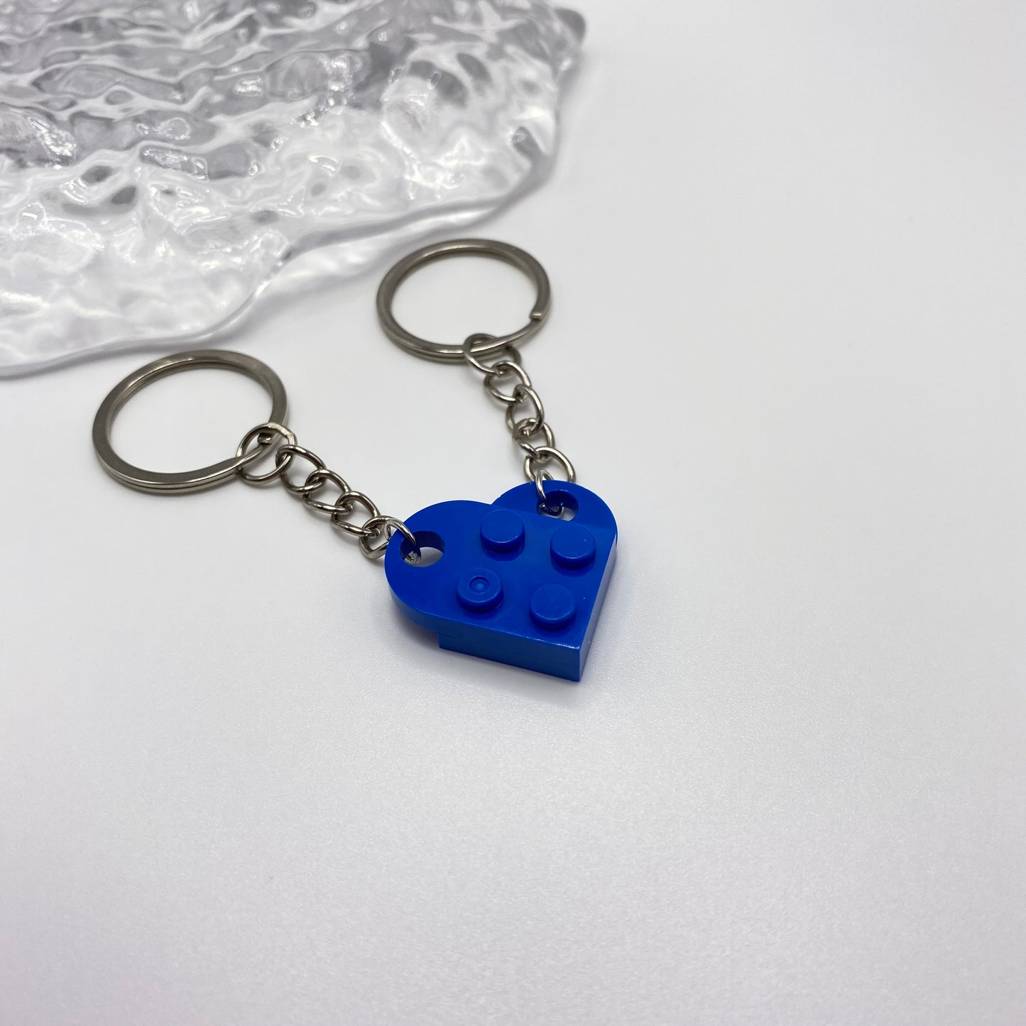 Blue Matching Lego Heart Keyring