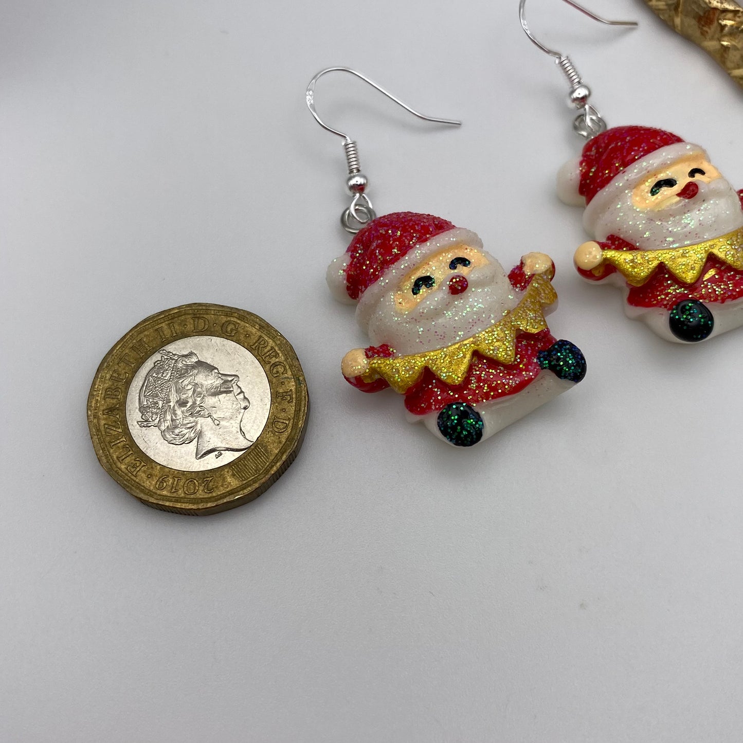 Glitter Santa Earrings