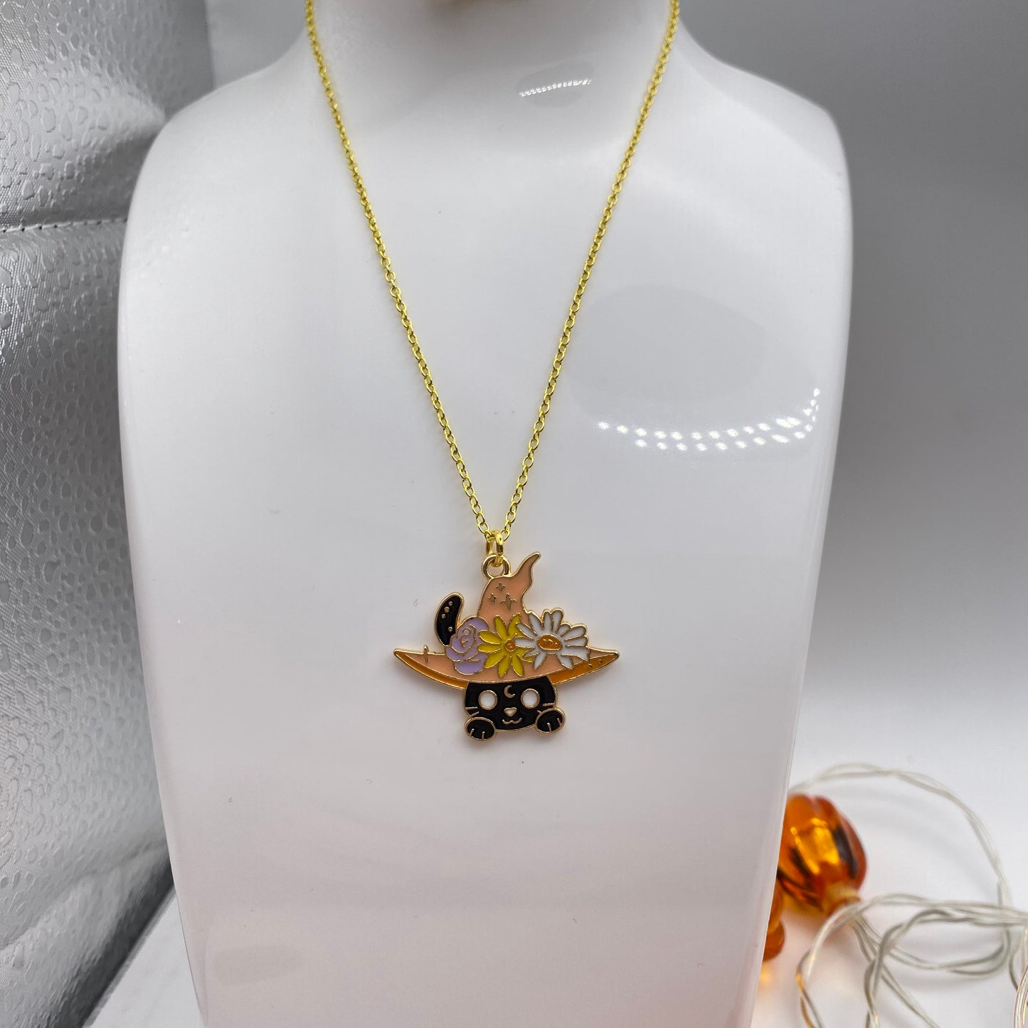 Witch Cat Gold Necklace