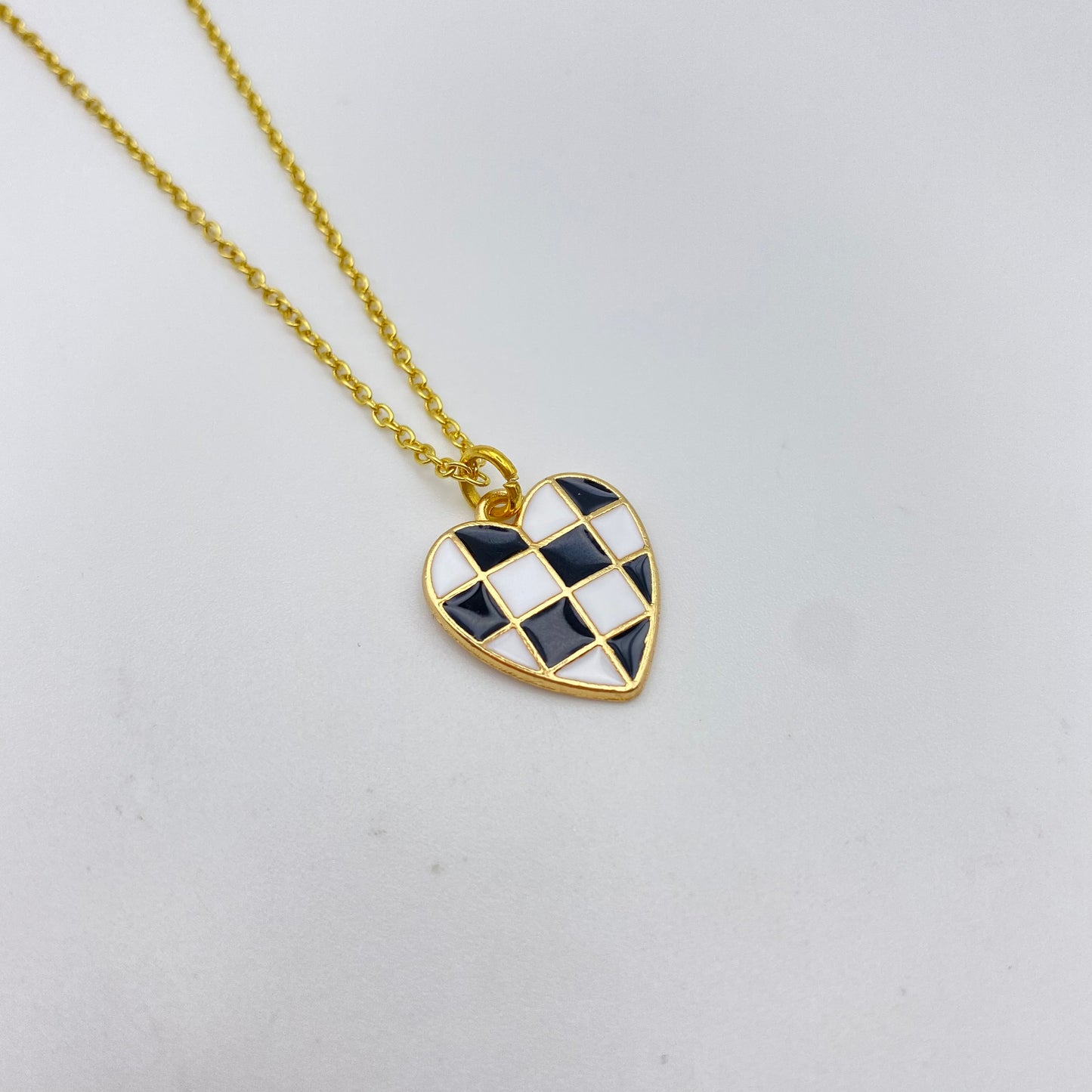 Checkered Heart Necklace