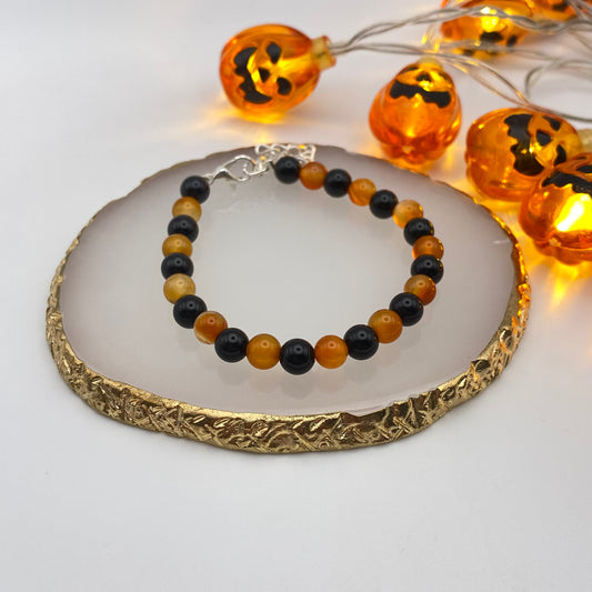 Round Orange and Black Crystal Bracelet