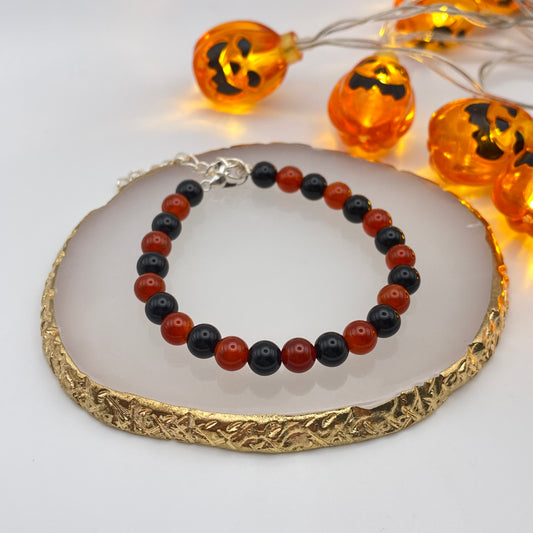 Round Red and Black Crystal Bracelet