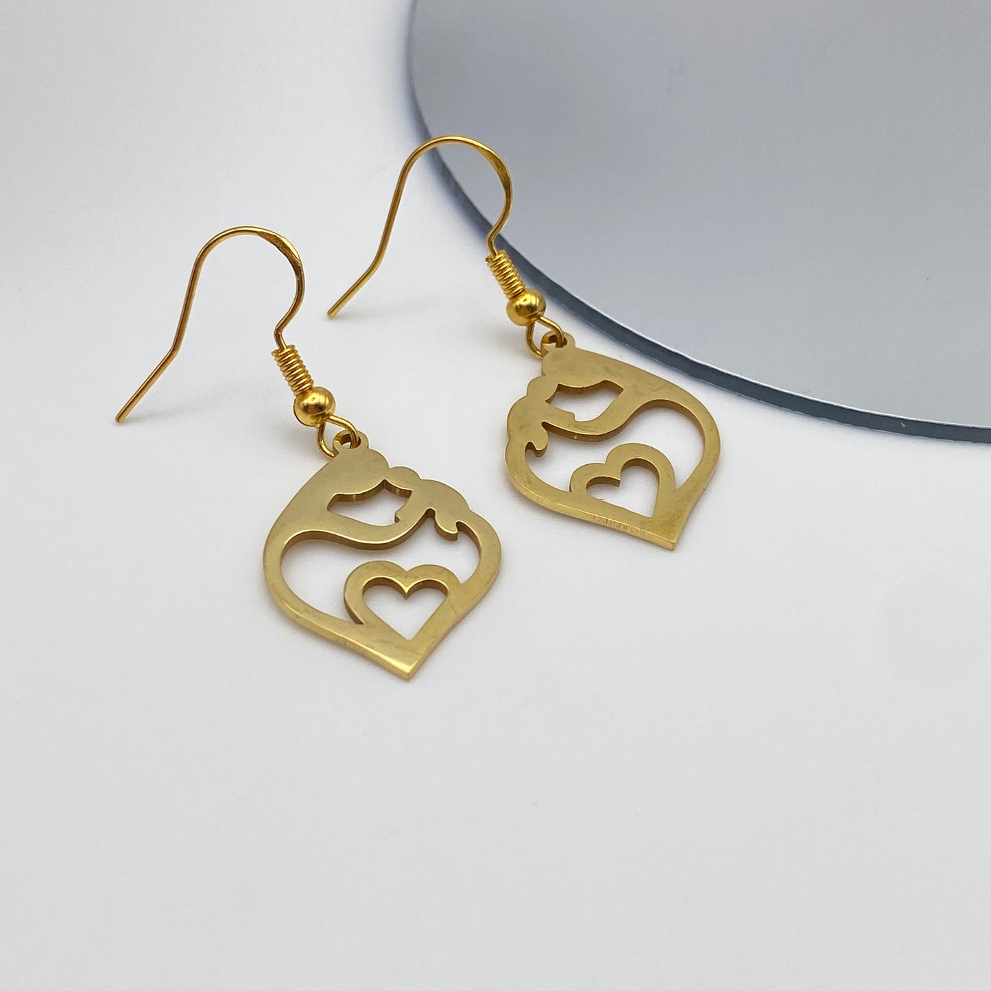Gold Mother and Child Earrings