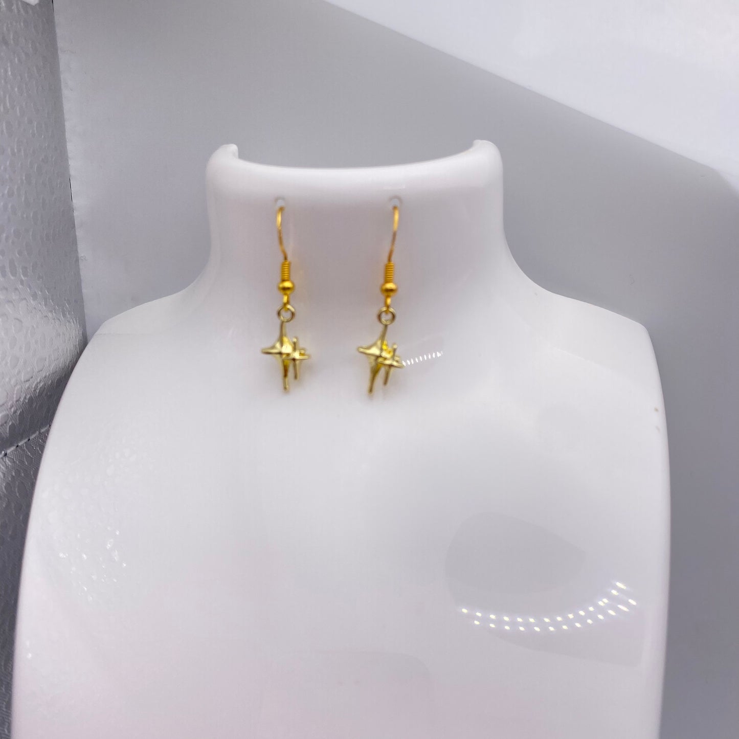 Gold Double Stars Earrings