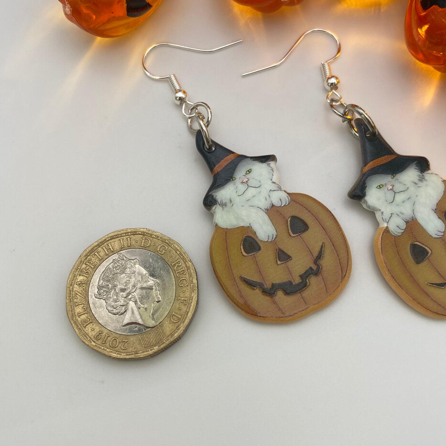 Cat in a Pumpkin Earrings